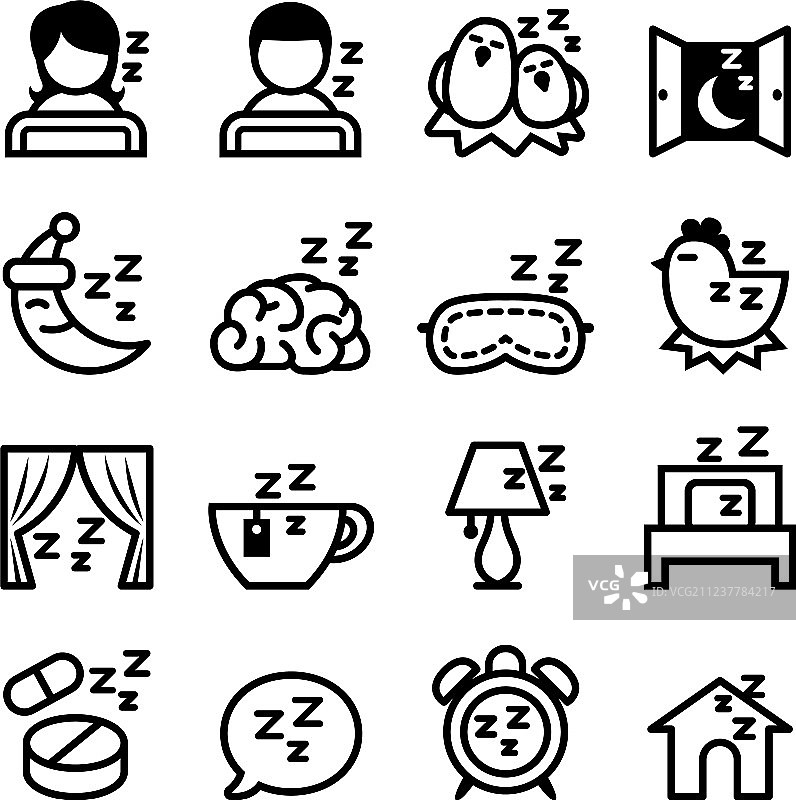 睡眠图标集图片素材