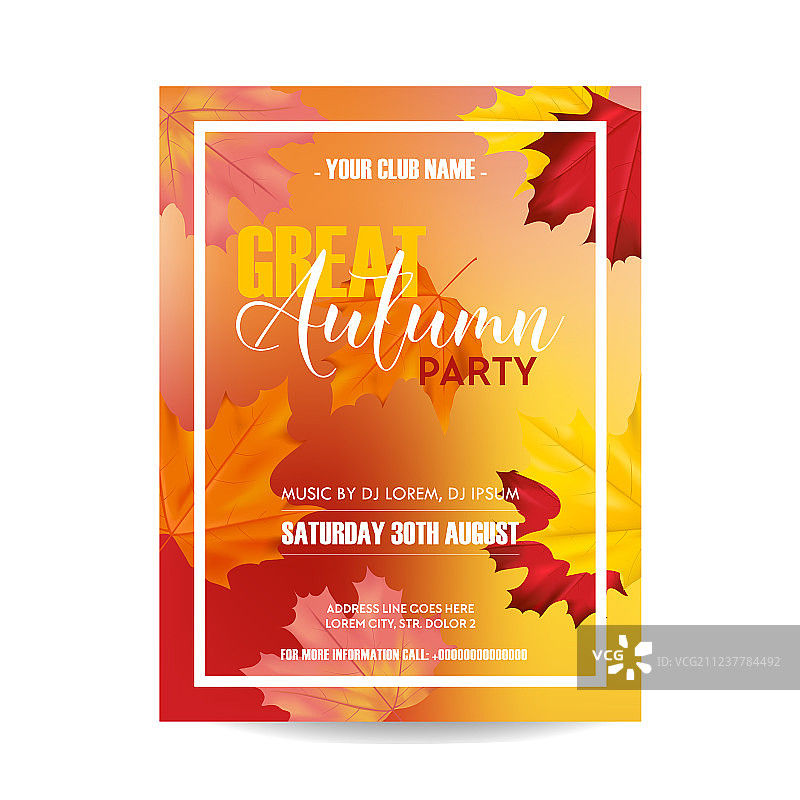 秋叶主题邀请宣传单图片素材