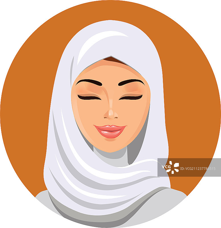 戴着头巾的美丽穆斯林女性闭着眼睛图片素材