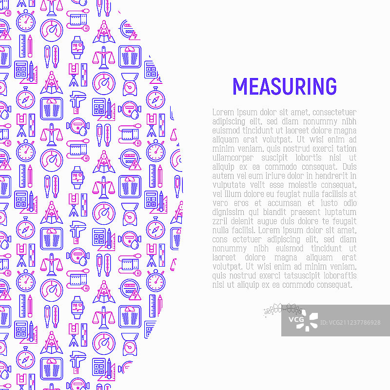 带细线条图标的测量概念图片素材