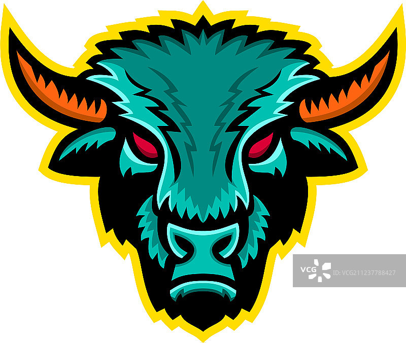 美洲野牛头部运动吉祥物图片素材