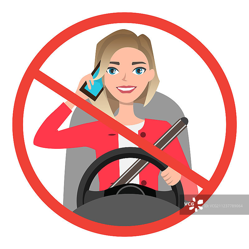 女人开车打电话标志图片素材