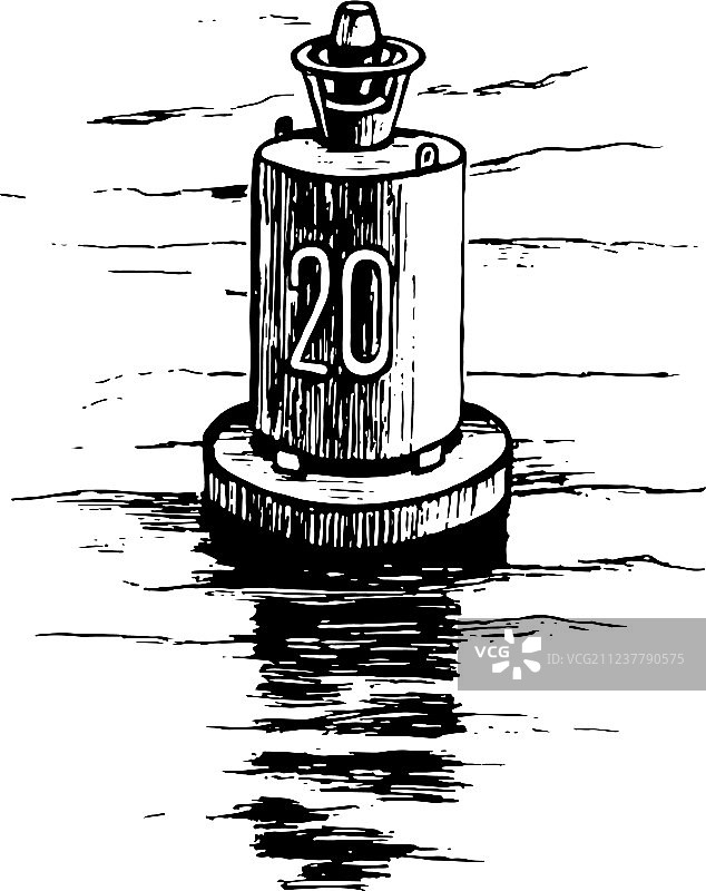 河岸边的警示浮标图片素材