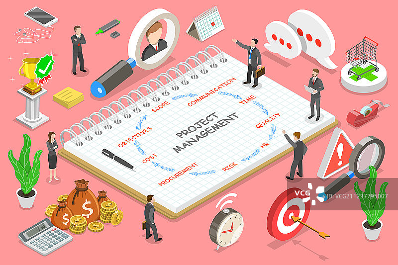 项目管理2.5D扁平风格图片素材