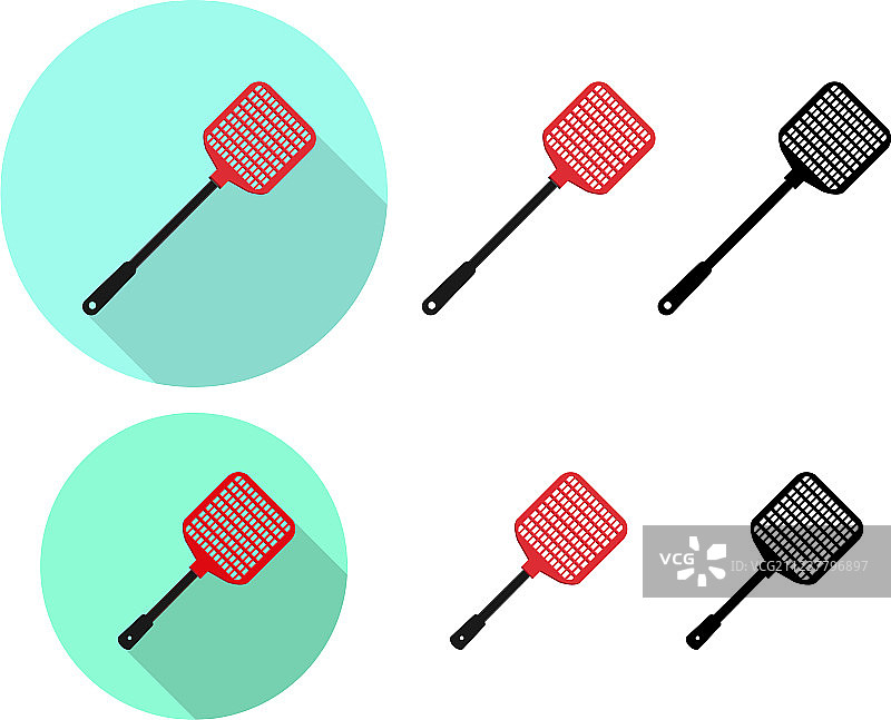 扁平风格的苍蝇拍图标合集图片素材