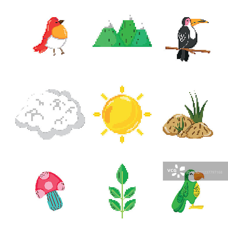 自然像素化图标图案图片素材