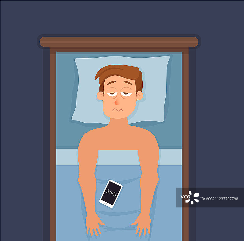 失眠的男人面部卡通形象图片素材