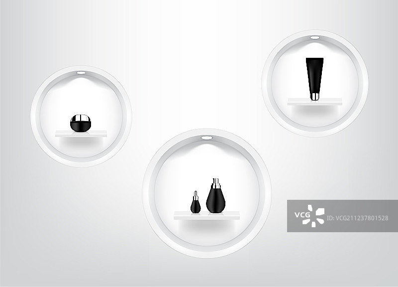 逼真的圆形置物架内饰样机图片素材