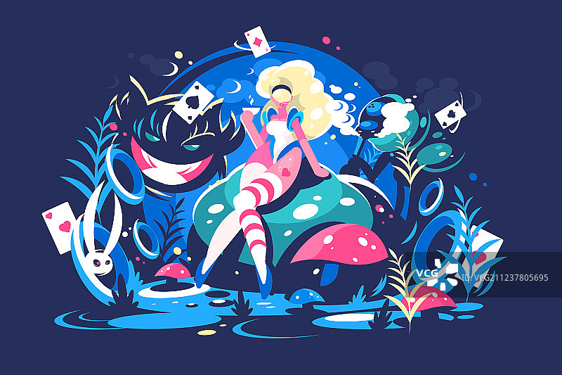 爱丽丝坐在仙境中图片素材