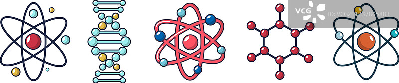 分子和原子图标集卡通风格图片素材