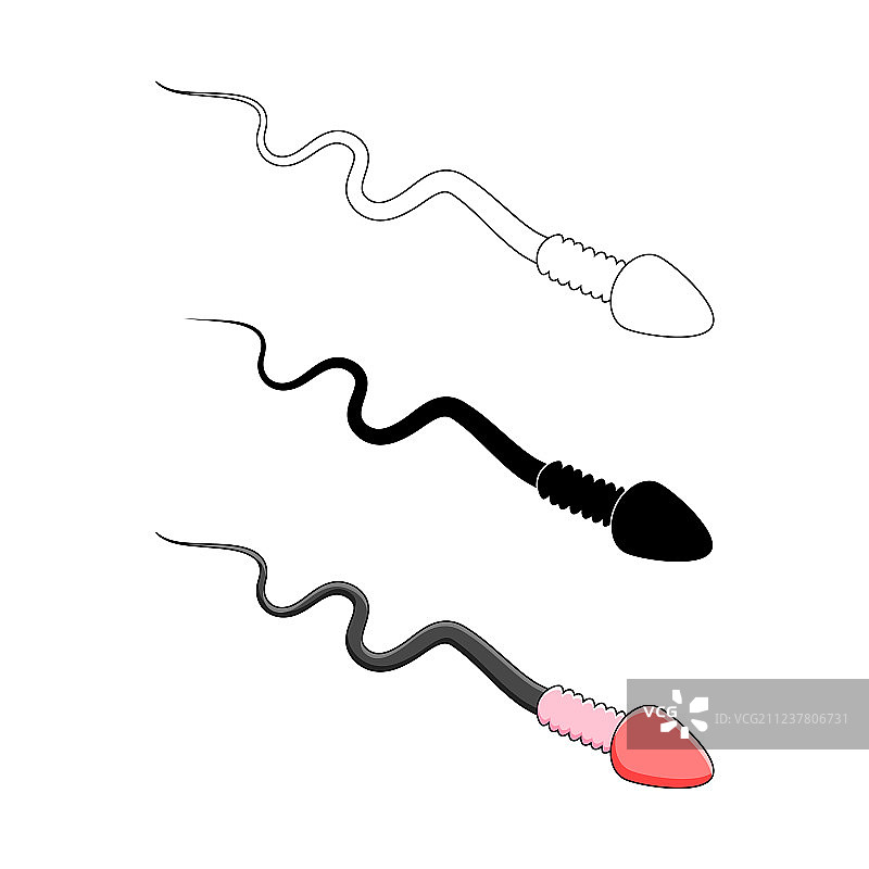 白色背景上的卡通精子设计图片素材
