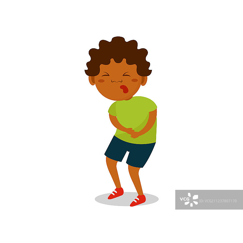 非裔美国男孩胃部不适图片素材