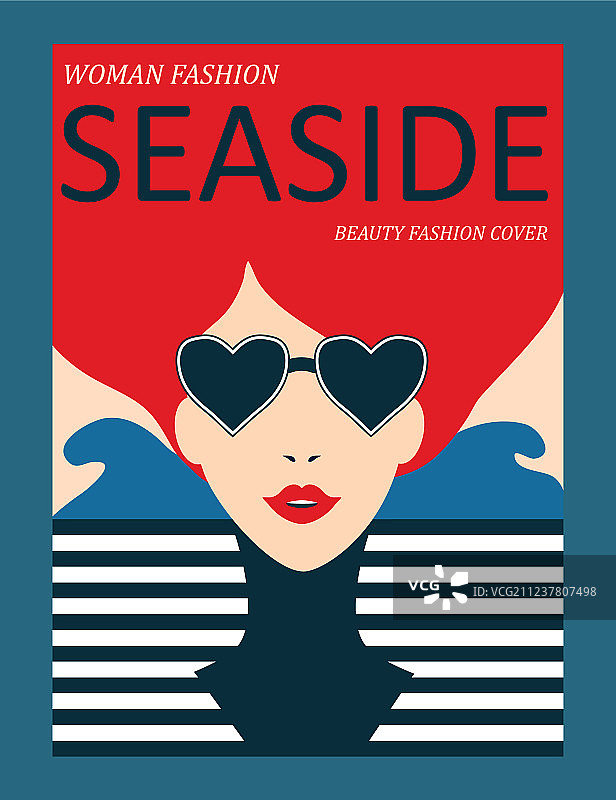 红发条纹裙抽象女人图片素材