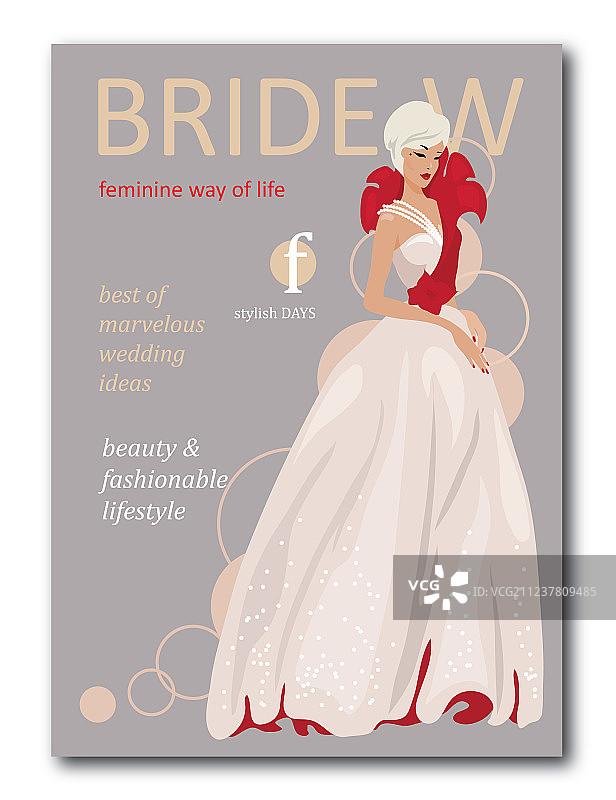 带花卉剪影的抽象新娘图片素材