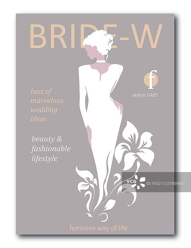 带花卉剪影的抽象新娘图片素材