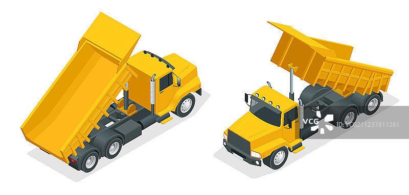 2.5D自卸车挖掘机图片素材