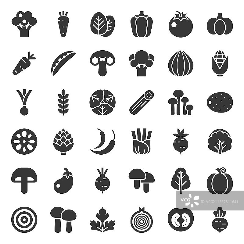 可爱的蔬菜图标集合实体风格图片素材