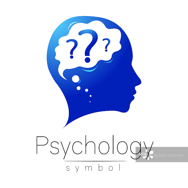 大脑内部有问题的现代头像标志图片素材