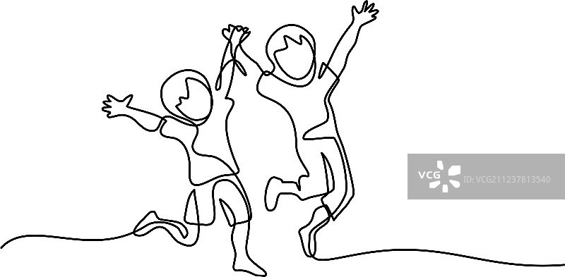 手拉手快乐跳跃的孩子们图片素材