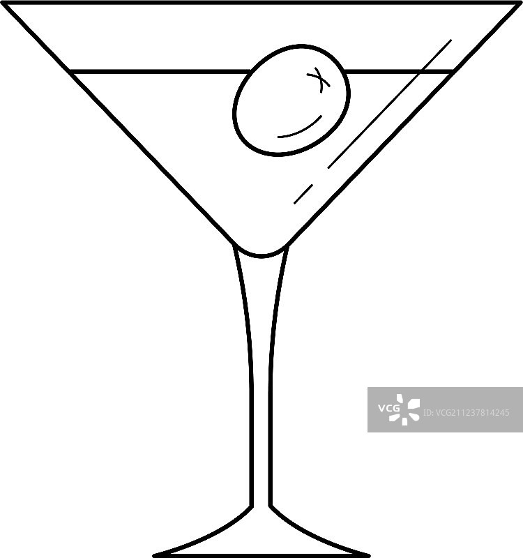 马提尼酒杯线条图标图片素材
