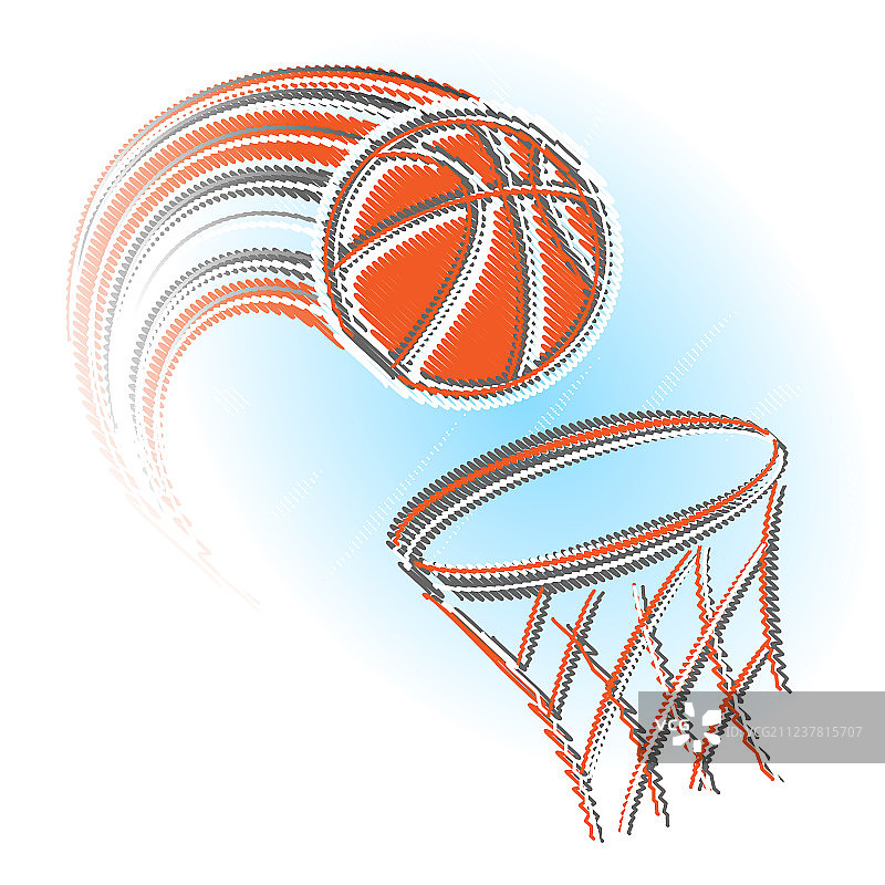 篮球和篮筐涂鸦图片素材