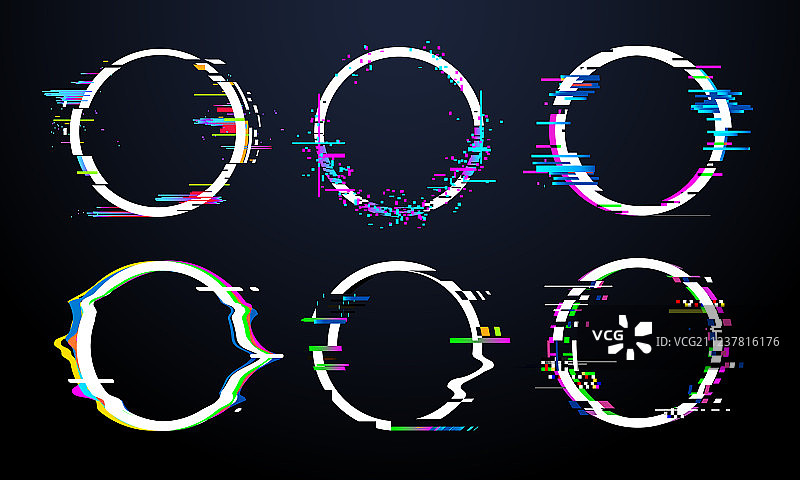 故障圆形框架电视失真信号混乱图片素材