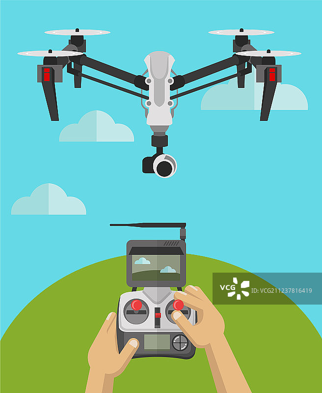 使用无线电控制大型无人机图片素材