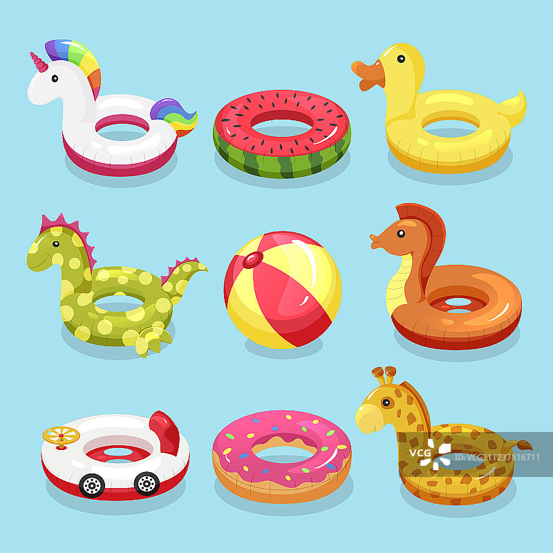 充气游泳圈套装图片素材