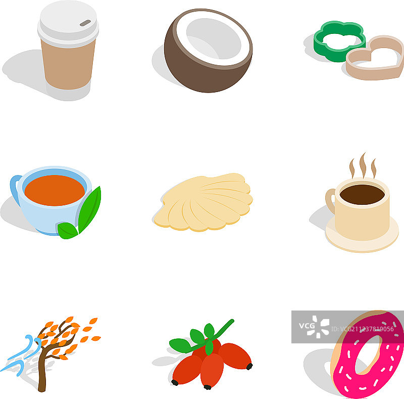 草食动物等距风格图标集图片素材