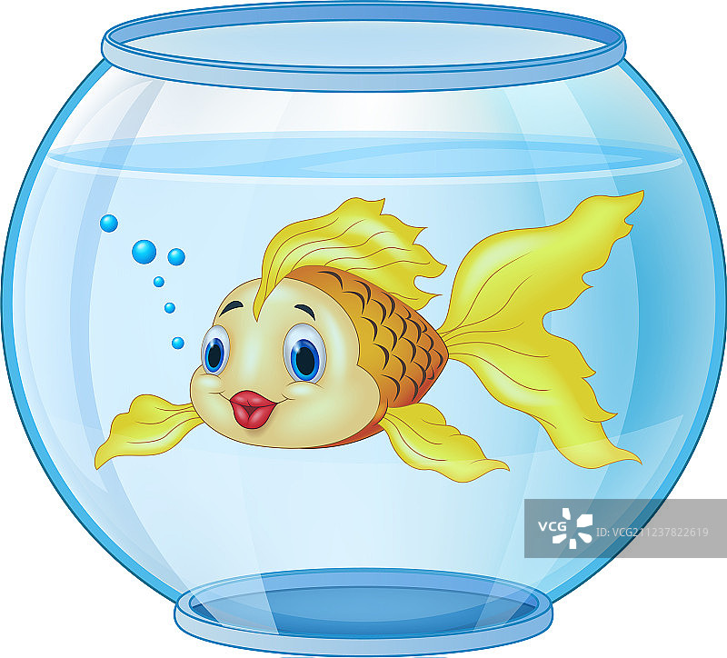 水族箱里的卡通金鱼图片素材
