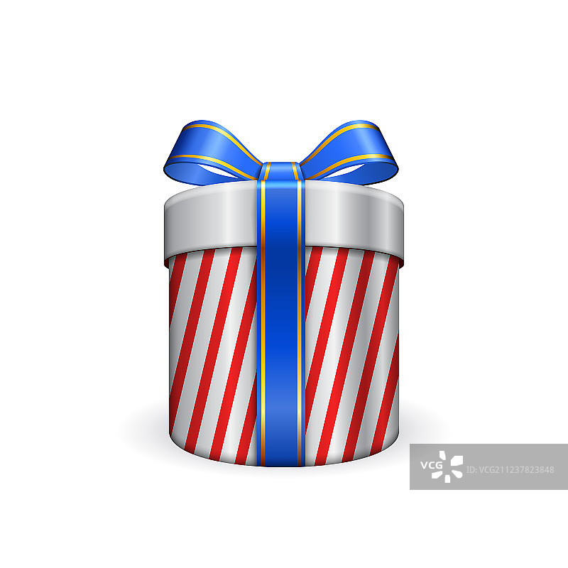 蓝色丝带蝴蝶结礼品盒3D模型，白色背景图片素材