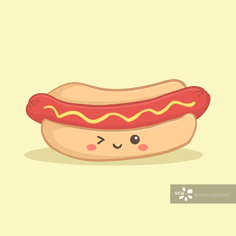 可爱的热狗面包卡通图片素材