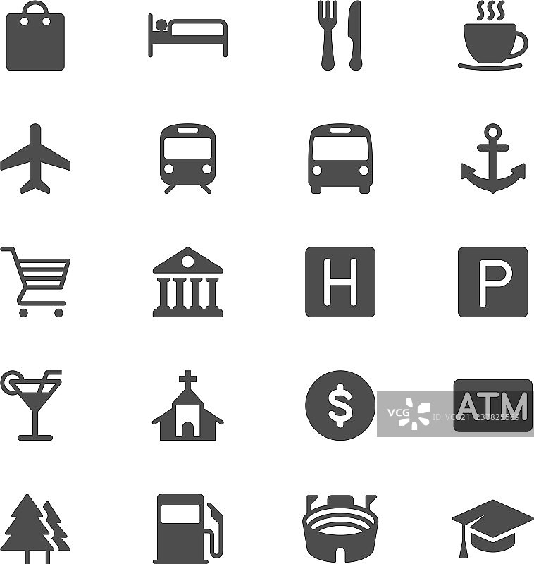 地图和位置标志字形图标图片素材