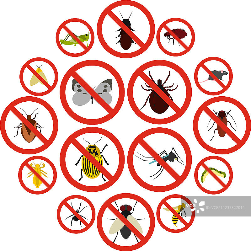 禁止昆虫标志图标扁平样式图片素材