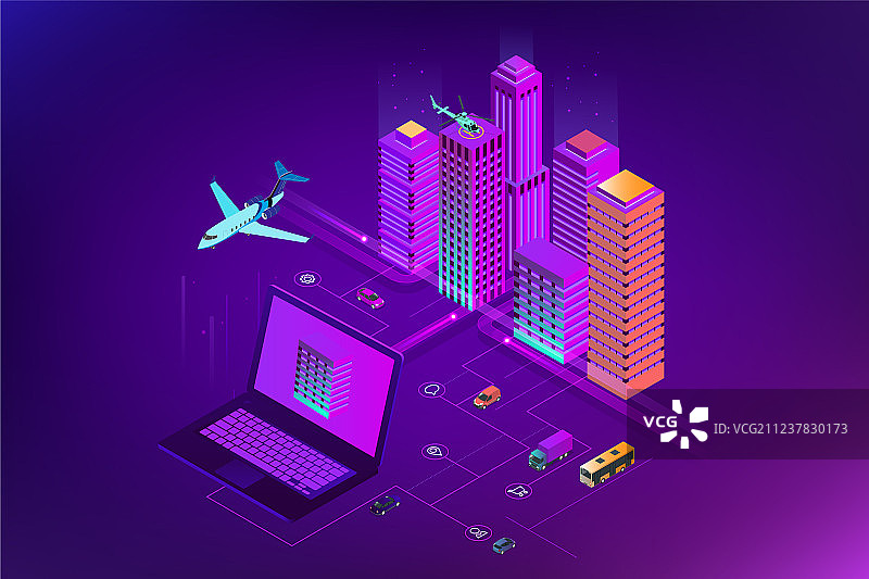 2.5D现代城市概念网站模板图片素材