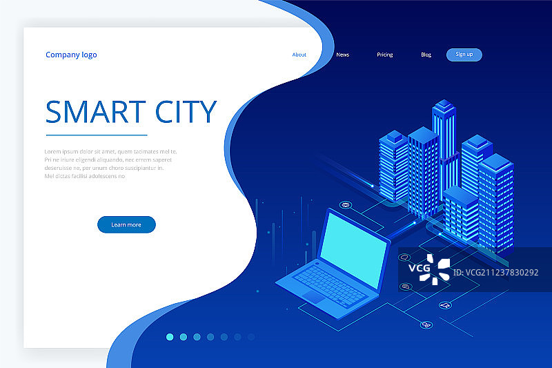 2.5D现代城市概念网站模板图片素材