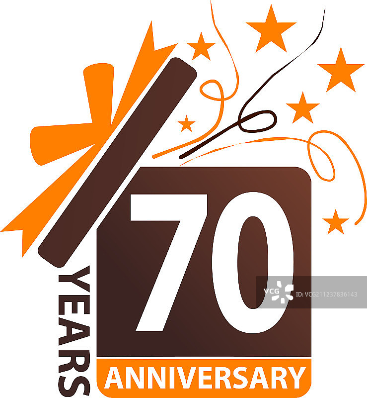 70周年礼品盒彩带图片素材