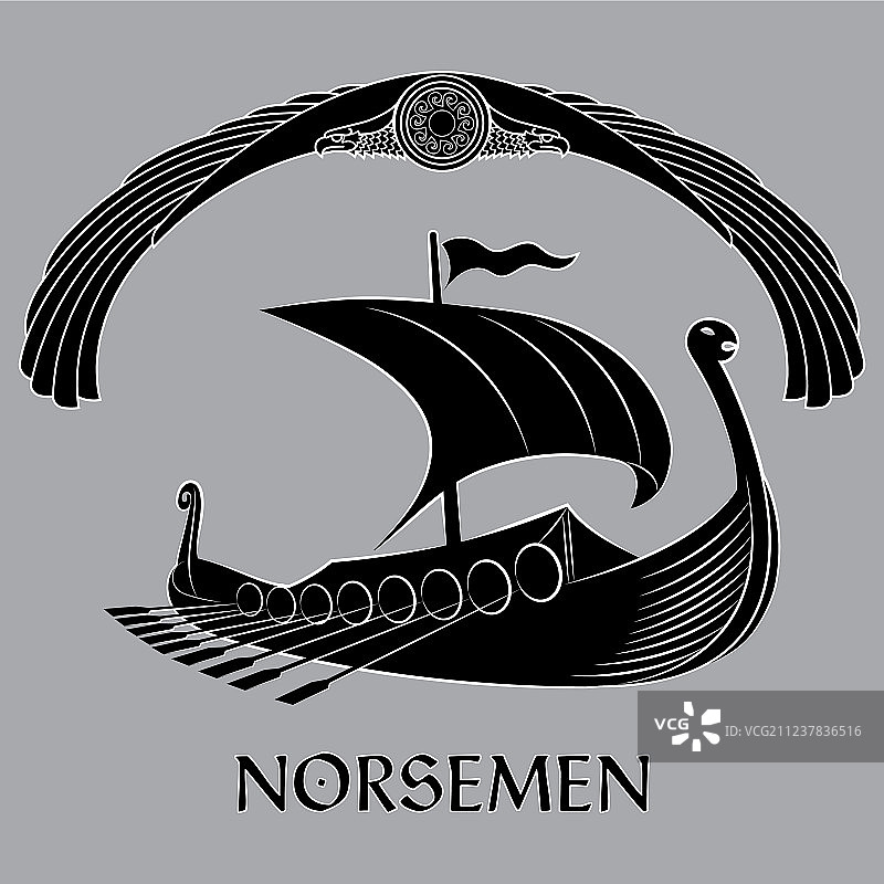 维京船的古老斯堪的纳维亚图像图片素材