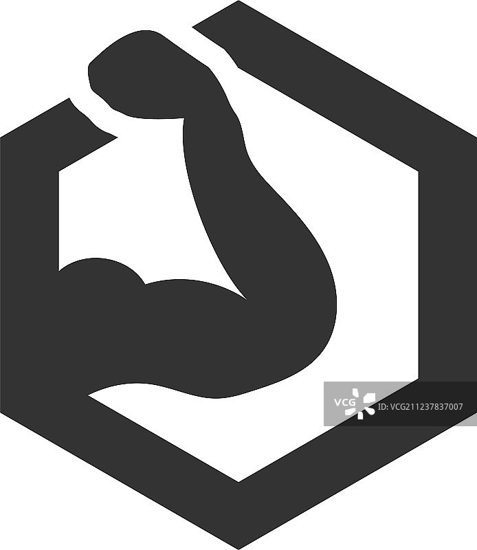 六边形中的健壮手臂轮廓图片素材