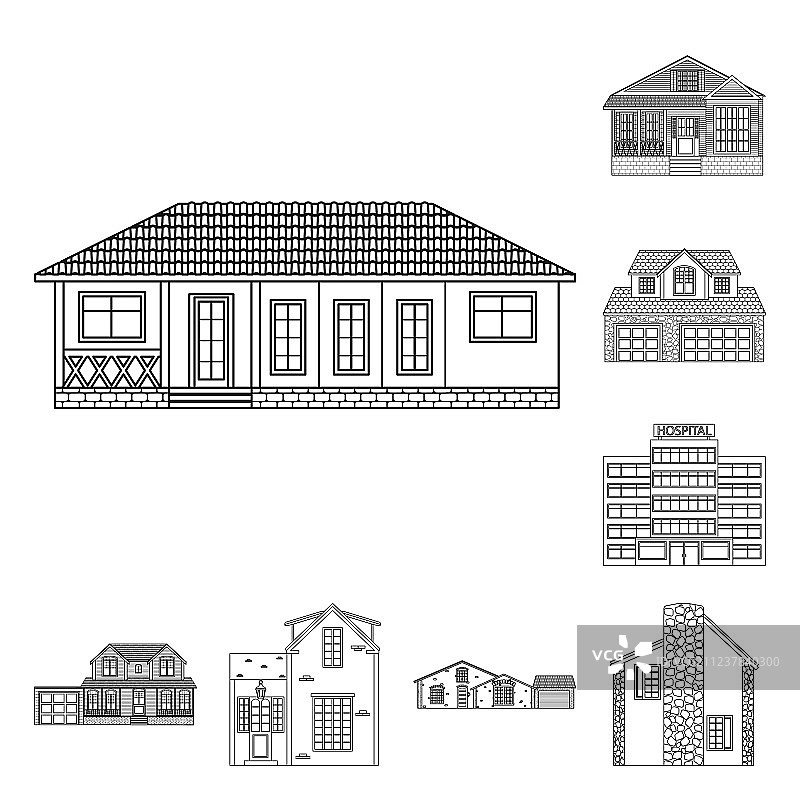 建筑与正面标志组合设计图片素材