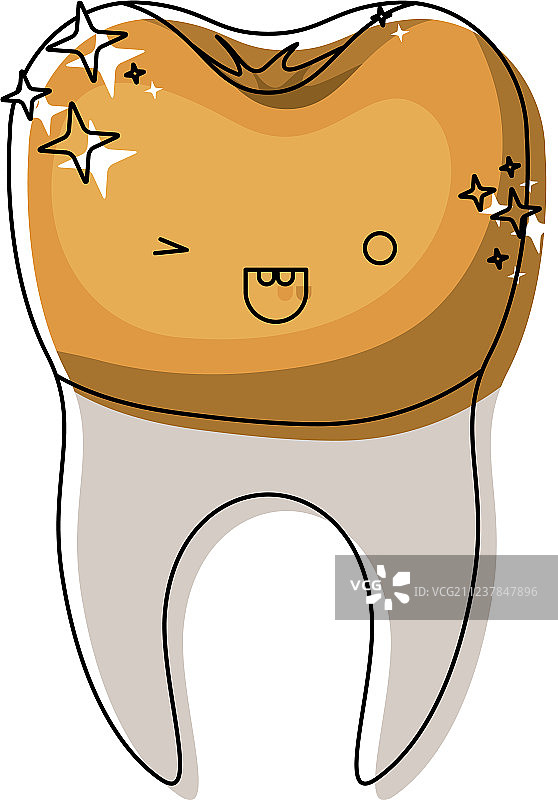 可爱风牙齿与牙冠牙根图片素材