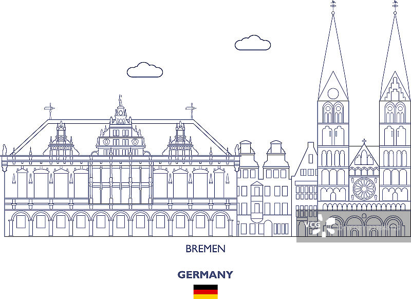 不莱梅城市天际线图片素材