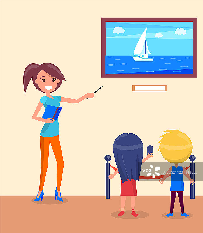 在海洋博物馆有向导的学童图片素材