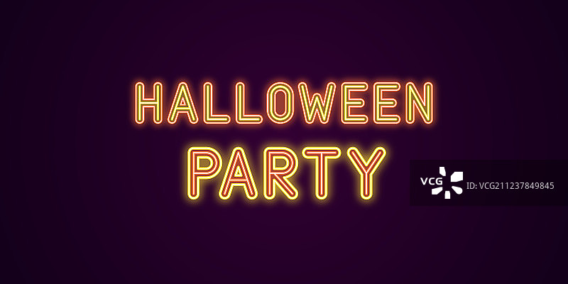 万圣节派对霓虹灯文字图片素材