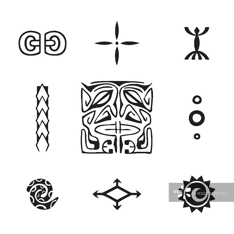 波利尼西亚土著原始纹身艺术图片素材
