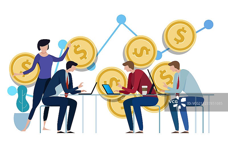 讨论投资管理业务的商人图片素材