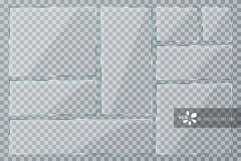 透明背景上的玻璃盘套装图片素材