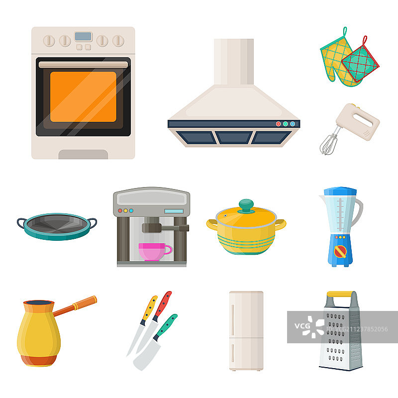 厨房设备卡通图标合集图片素材