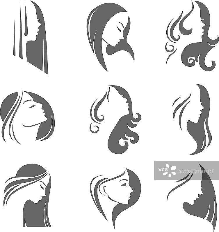 女孩剪影图标图片素材