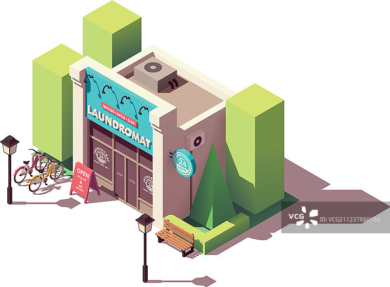 2.5D自助洗衣店图片素材